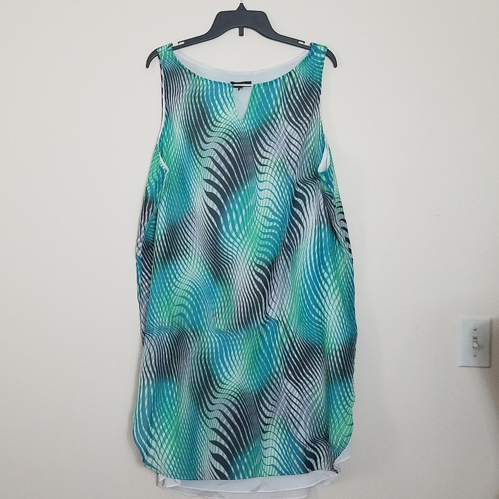 Cassandra green print Sheath Dress Sz 1X